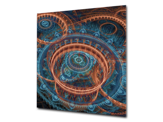 Printed tempered glass backsplash – Glass kitchen splashback NBS13 Abstract Graphics Series: Fiery wheels
