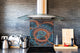 Printed tempered glass backsplash – Glass kitchen splashback NBS13 Abstract Graphics Series: Fiery wheels