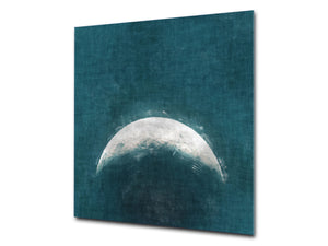 Printed Tempered glass wall art – Glass kitchen backsplash NBS12 Paintings Series: Rising moon