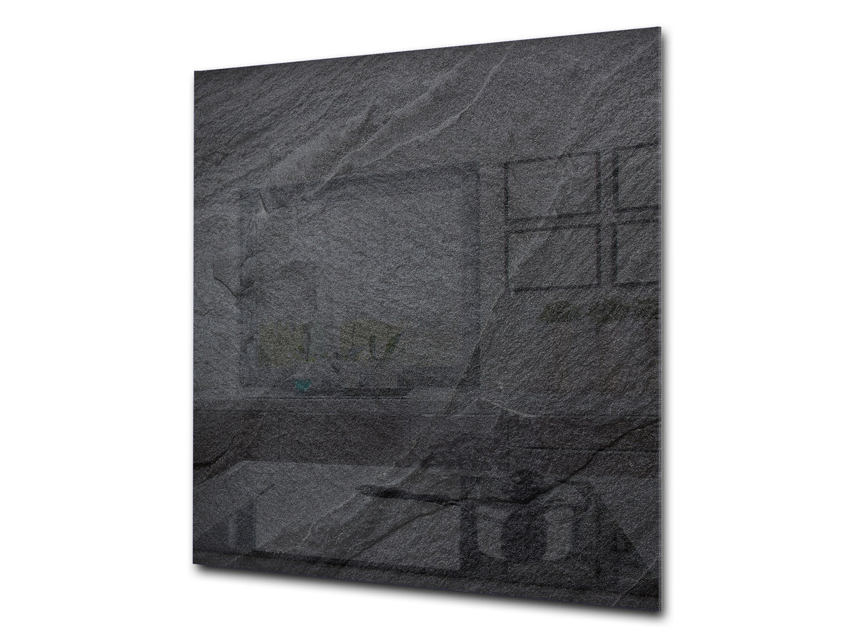Printed tempered glass backsplash – Glass kitchen splashback NBS06 Textures and tiles 2 Series: Dark granite