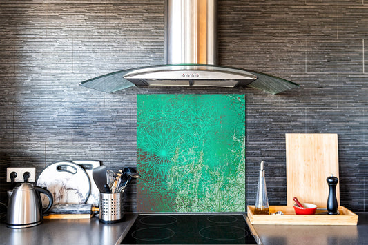 Toughened glass backsplash – Art glass design printed glass splashback NBS04 Rusted textures Series: Oxidized copper ornament