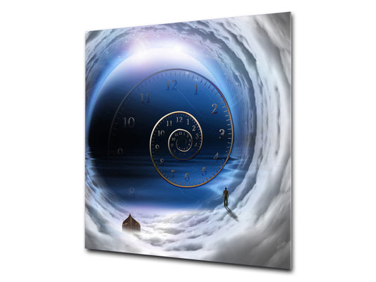 Printed tempered glass backsplash – Glass kitchen splashback NBS13 Abstract Graphics Series: Space and time