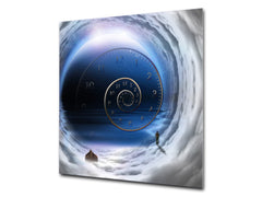 Printed tempered glass backsplash – Glass kitchen splashback NBS13 Abstract Graphics Series: Space and time