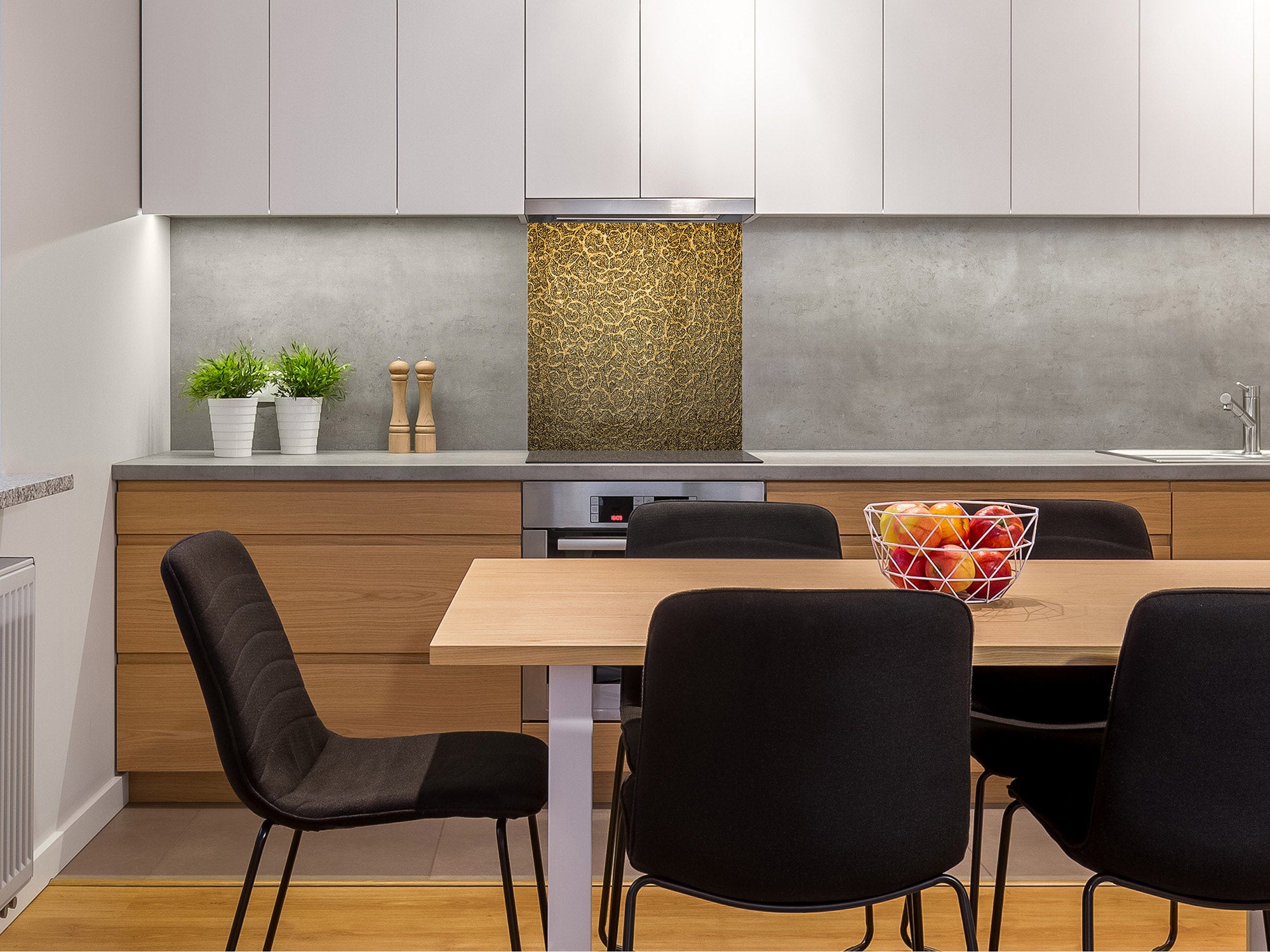 Glass kitchen backsplash – Tempered Glass splashback – Photo backsplash NBS10 Decorative Surfaces Series: Luxury golden pattern