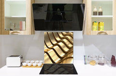 Paraschizzi vetro rinforzato – Paraspruzzi artistico stampato su vetro BS12 Trame bianche e grigi: Geometry Squares 2