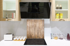 Printed tempered glass backsplash – Glass kitchen splashback NBS06 Textures and tiles 2 Series: Vintage wood panel