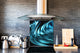 Unique Glass kitchen panel – Tempered Glass backsplash – Art design Glass Upstand NBS09 Colourful Variety Series: Blue abstract composition