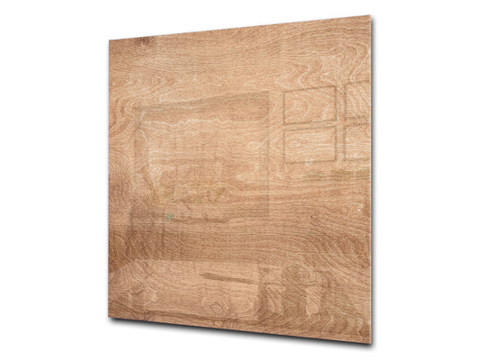 Printed tempered glass backsplash – Glass kitchen splashback NBS06 Textures and tiles 2 Series: Light wood panel