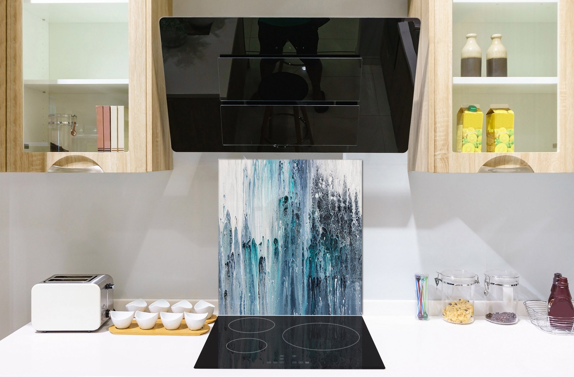 Printed Tempered glass wall art – Glass kitchen backsplash NBS12 Paintings Series: Canvas abstract art