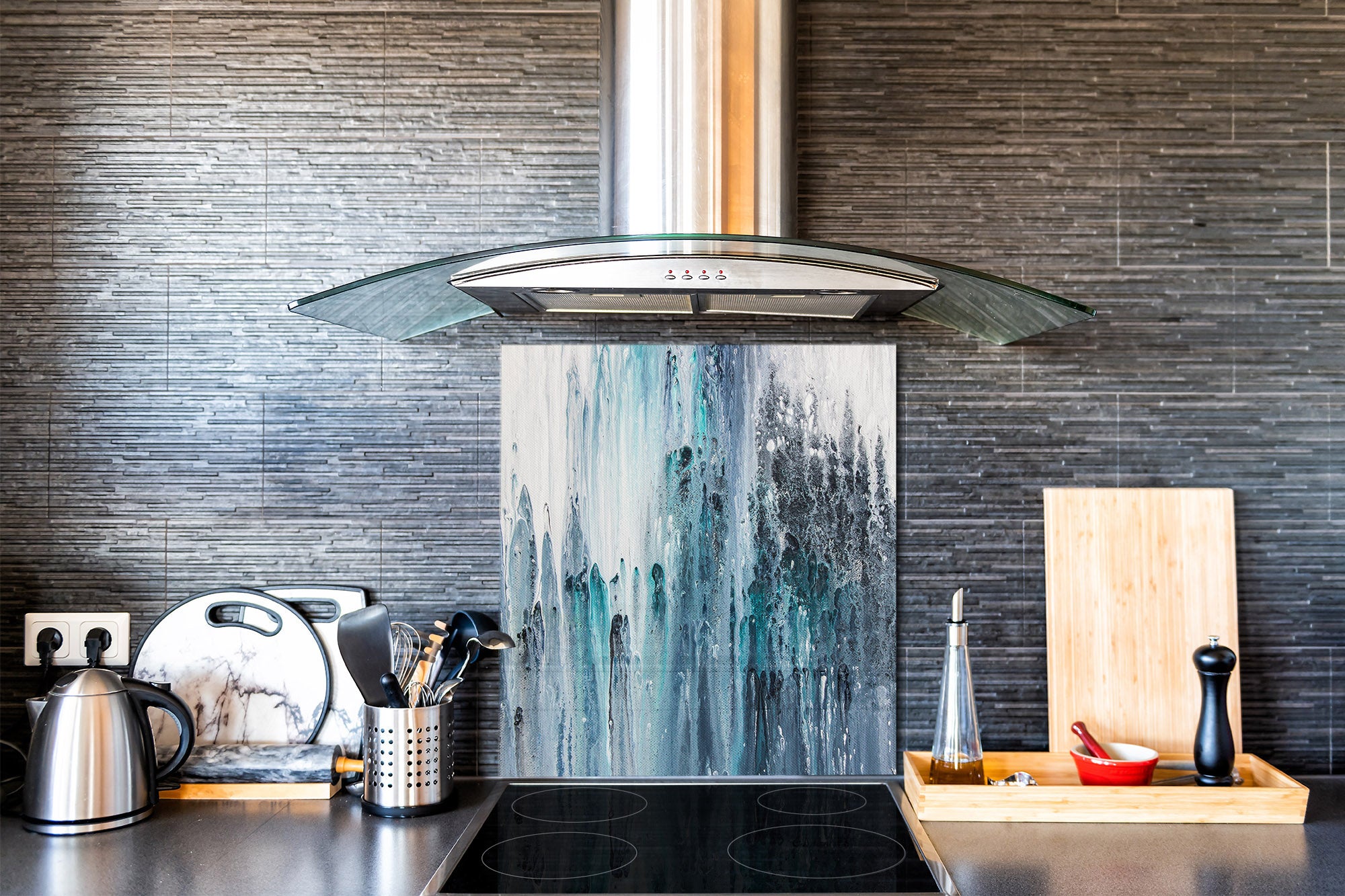 Printed Tempered glass wall art – Glass kitchen backsplash NBS12 Paintings Series: Canvas abstract art