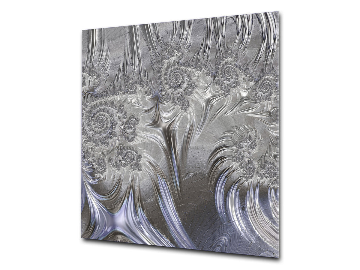 Glass kitchen backsplash – Tempered Glass splashback – Photo backsplash NBS10 Decorative Surfaces Series: Silver waves