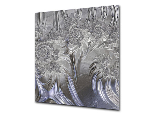 Glass kitchen backsplash – Tempered Glass splashback – Photo backsplash NBS10 Decorative Surfaces Series: Silver waves