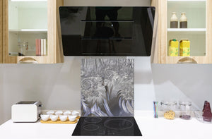 Glass kitchen backsplash – Tempered Glass splashback – Photo backsplash NBS10 Decorative Surfaces Series: Silver waves