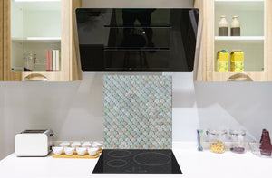 Printed tempered glass backsplash – Glass kitchen splashback NBS06 Textures and tiles 2 Series: Abstract fish scales