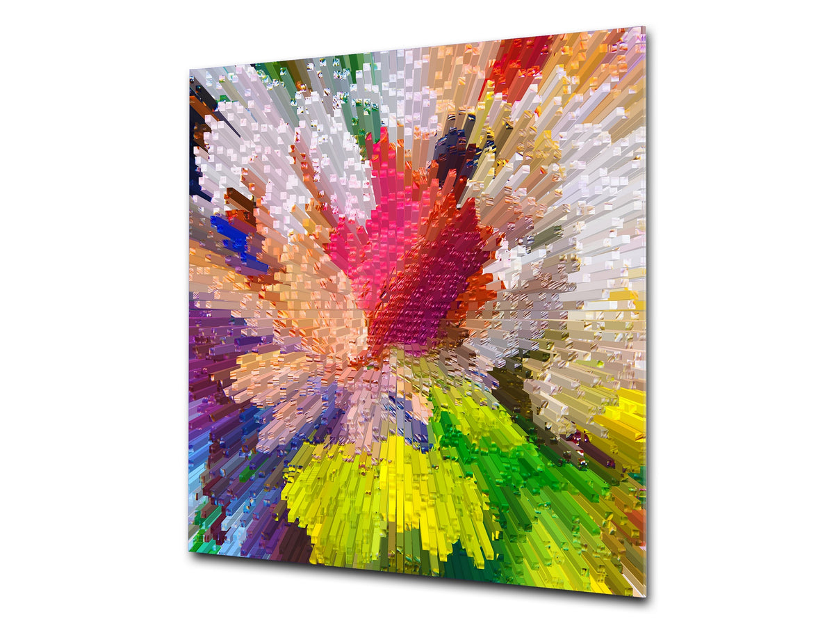 Printed Tempered glass wall art – Glass kitchen backsplash NBS12 Paintings Series: Digital flower painting