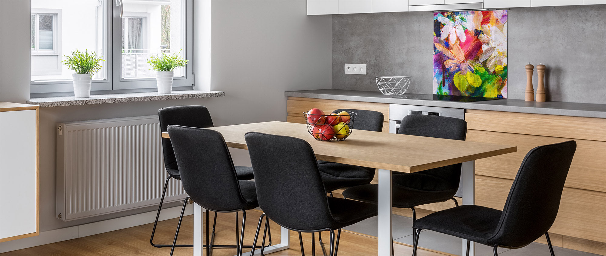 Protector contra salpicaduras de vidrio templado BS 12 Texturas blancas y grises Serie: Cuadrados de geometría 2