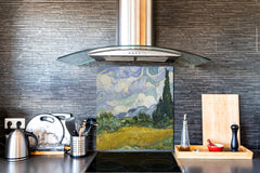 Printed Tempered glass wall art – Glass kitchen backsplash NBS12 Paintings Series: Wheat Field with Cypresses by Van Gogh