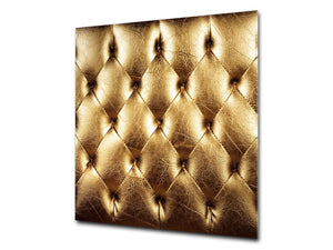 Glass kitchen backsplash – Tempered Glass splashback – Photo backsplash NBS10 Decorative Surfaces Series: Golden leather upholstery 2