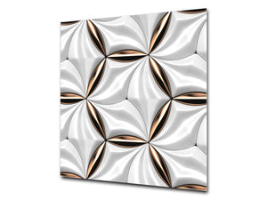 Glass kitchen backsplash – Tempered Glass splashback – Photo backsplash NBS10 Decorative Surfaces Series: Golden-white tiles