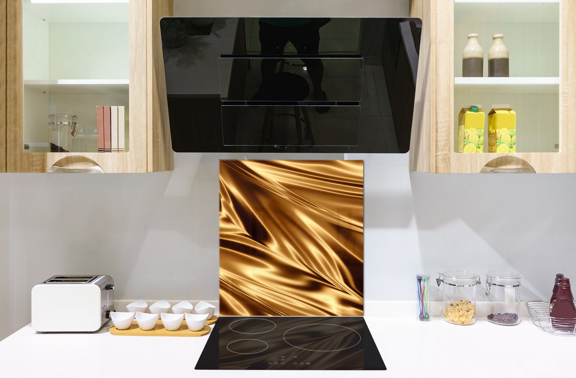 Paraschizzi vetro rinforzato – Paraspruzzi artistico stampato su vetro BS12 Trame bianche e grigi: Geometry Squares 2