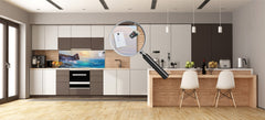 Wide-format glass kitchen panel with and w/o stainless steel metal back-coating: Canvas with the ses