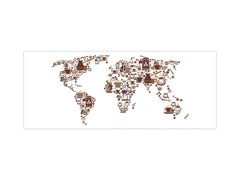 Glass kitchen panel with and w/o stainless steel back-coating: World coffee map