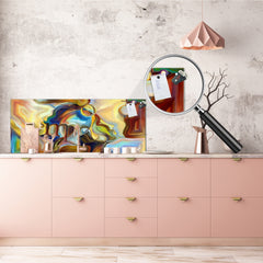 Glass kitchen panel with and w/o stainless steel back-coating: Stained Glass mysticism