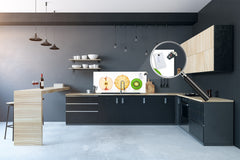 Glass kitchen panel with and w/o stainless steel back-coating: Half fruits 2