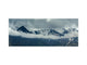 Large format horizontal backsplash - magnetic and non magnetic tempered glass:  Rain clouds among the  peaks
