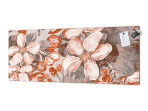 Large format horizontal backsplash - magnetic and non magnetic tempered glass:  Flowering Apple trees