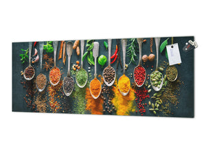 Glass splashback with metal backing - Kitchen glass panel:  Colorful herbs
