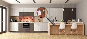 Glass splashback with metal backing - Kitchen glass panel:  Wines and food