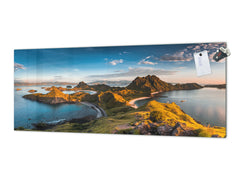 Glass splashback with metal backing - Kitchen glass panel: Padar Island