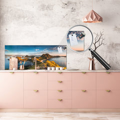 Glass splashback with metal backing - Kitchen glass panel: Padar Island