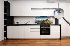 Glass splashback with metal backing - Kitchen glass panel: Padar Island