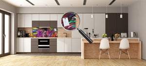 Glass splashback with metal backing - Kitchen glass panel: Swirls of Fate - male and female
