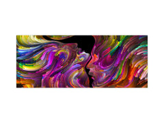 Glass splashback with metal backing - Kitchen glass panel: Swirls of Fate - male and female