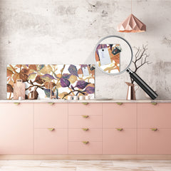 Glass splashback with metal backing - Kitchen glass panel: Spring branch of birch