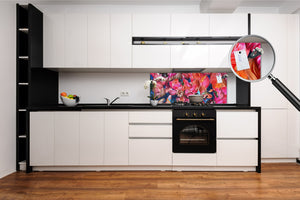 Glass splashback with metal backing - Kitchen glass panel: Psychedelic smears of  paint