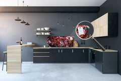 Glass splashback with metal backing - Kitchen glass panel: Bloodgood