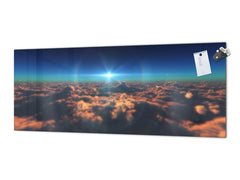 Stunning glass wall art - Wide format  backsplash with magnetic properties: fly in above clouds
