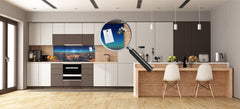 Stunning glass wall art - Wide format  backsplash with magnetic properties: fly in above clouds