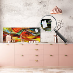Stunning glass wall art - Wide format  backsplash with magnetic properties:  Wavy modern art