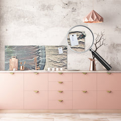 Stunning glass wall art - Wide format  backsplash with magnetic properties:   Deserts of Africa - contemporary photo art