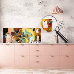 Stunning glass wall art - Wide format  backsplash with magnetic properties:  Human profiles