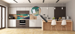 Stunning glass wall art - Wide format  backsplash with magnetic properties:  Sunset never happened