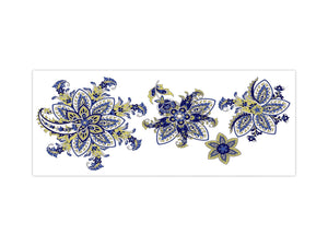 Wide-format tempered glass kitchen wall panel with metal backing - and without: Paisley set