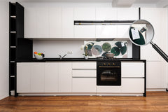 Wide-format tempered glass kitchen wall panel with metal backing - and without: Human crops in the desert