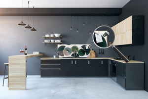 Wide-format tempered glass kitchen wall panel with metal backing - and without: Human crops in the desert
