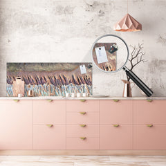 Wide-format tempered glass kitchen wall panel with metal backing - and without: Abstract photography of the deserts of Africa